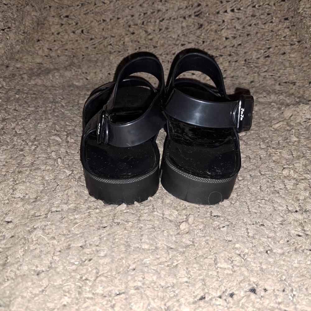Y2K Vintage JUJU Jelly Shoe-Ankle Strap-Black Jelly-Chunky Heel-Sz 7UK/8US-NM - Picture 6 of 8